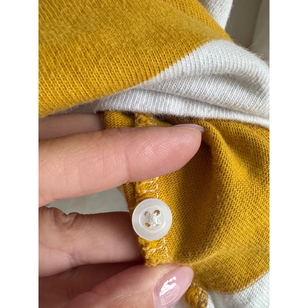 J.Crew Womens Striped Rugby Shirt Mustard Yellow White Preppy Size Medium boxy - Picture 7 of 8